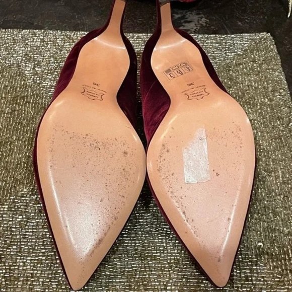 Burgundy Velvet Pumps - Picture 3 of 6
